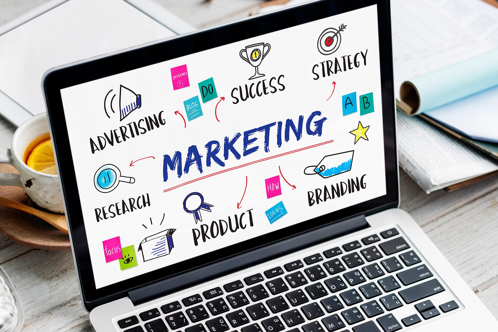 marketing ideas on a laptop