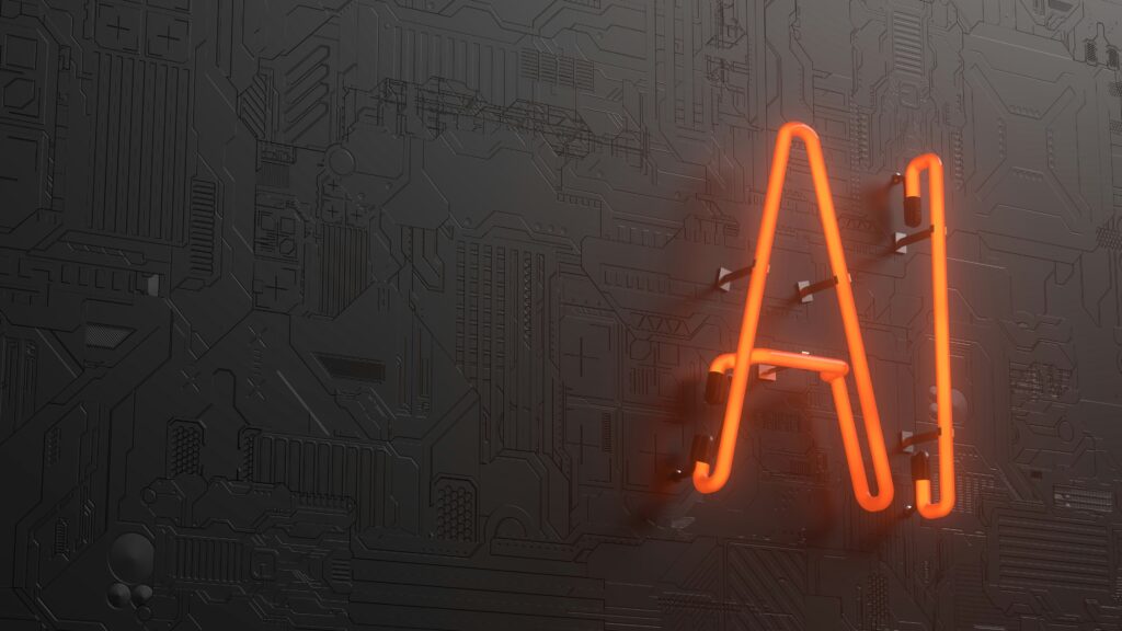 digital image of neon AI sign for ai-generated content blog post